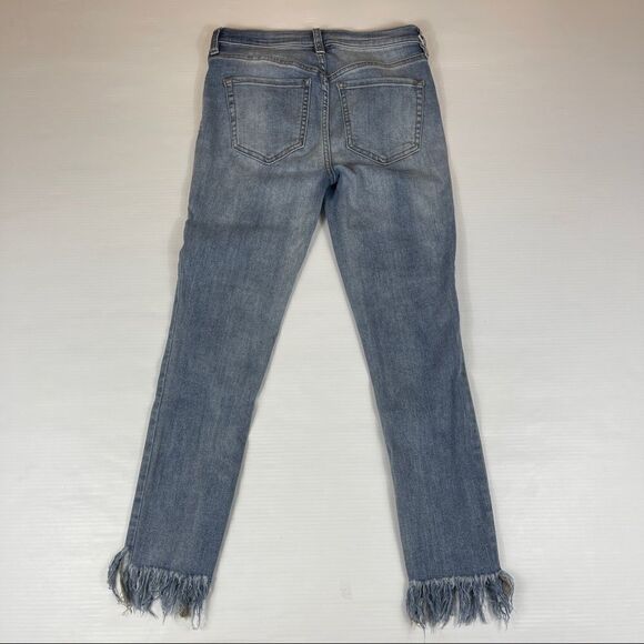 Free People Skinny Jeans Frayed Raw Distressed Women’s Size 27 Blue - Picture 3 of 10